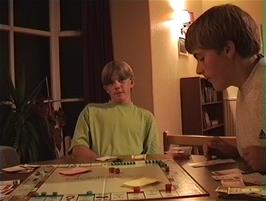 The conclusion of a very long game of Monopoly at Dentdale Youth Hostel - Luke won "Mega Time"